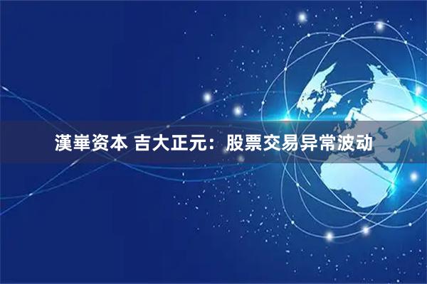 漢崋资本 吉大正元：股票交易异常波动
